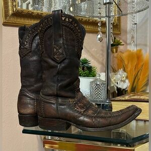 Cuadra Exotic Caiman Alligator Skin Brown Leather Western Cowboy Boots